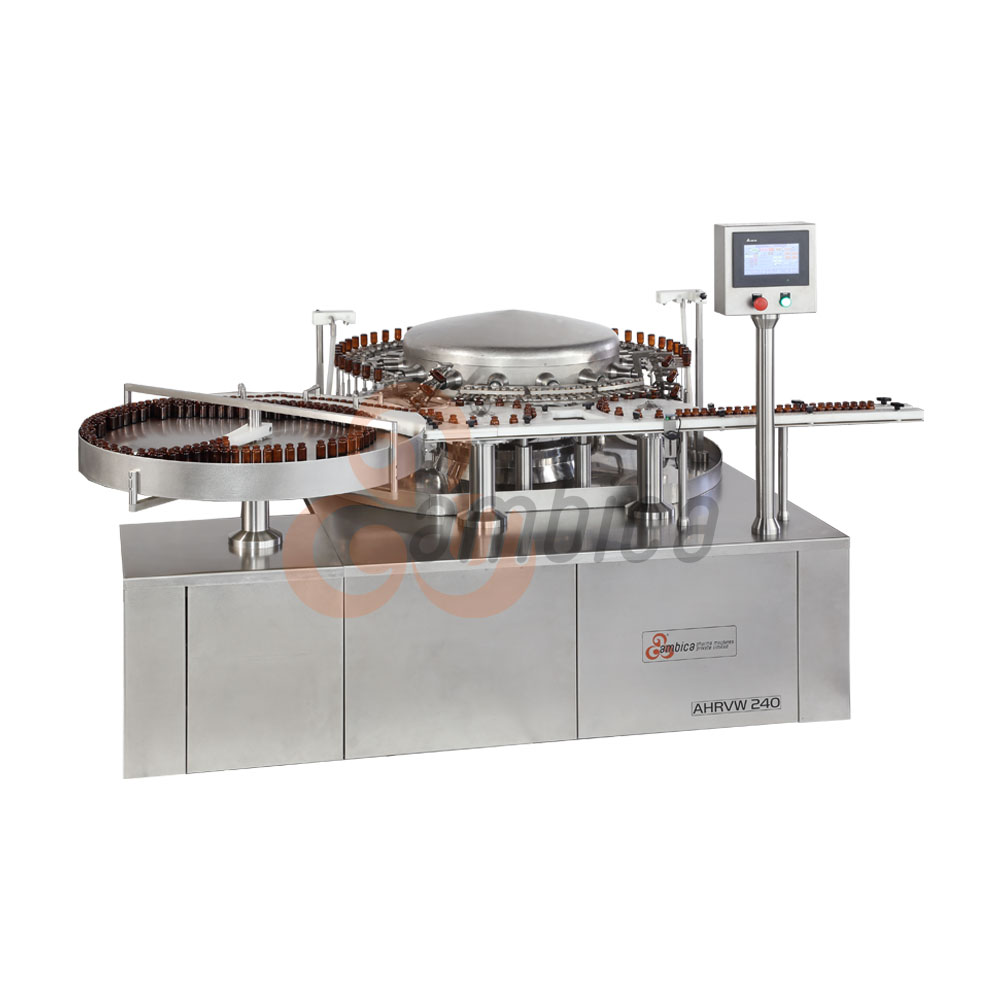 Automatic High Speed Rotary Vial Washing Machines. Models: AHRVW-120, AHRVW-240 and AHRVW-300